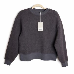 NWT Everlane Black Fleece Oversized Crewneck Teddy Sweatshirt, XS & XXS